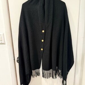 Black Shawl with Tan Buttons